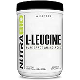 NutraBio 100% Pure L-Leucine - Muscle Recovery and Support - Naturally Fermented Free Form Amino Acid - Vegan, Non-GMO, Gluten Free - (500 Grams)