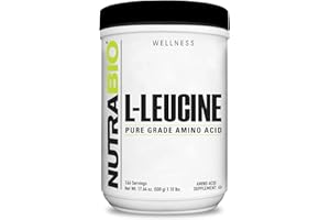 NutraBio 100% Pure L-Leucine - Muscle Recovery and Support - Naturally Fermented Free Form Amino Acid - Vegan, Non-GMO, Gluten Free - (500 Grams)