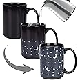 Schliersee 15OZ Magic Heat Changing Mug, Novelty Coffee Mug, Star Moon Porcelain Heat Sensitive Color Changing Cup, Funny Kids Coffee Mug Gift for Birthday, Mother