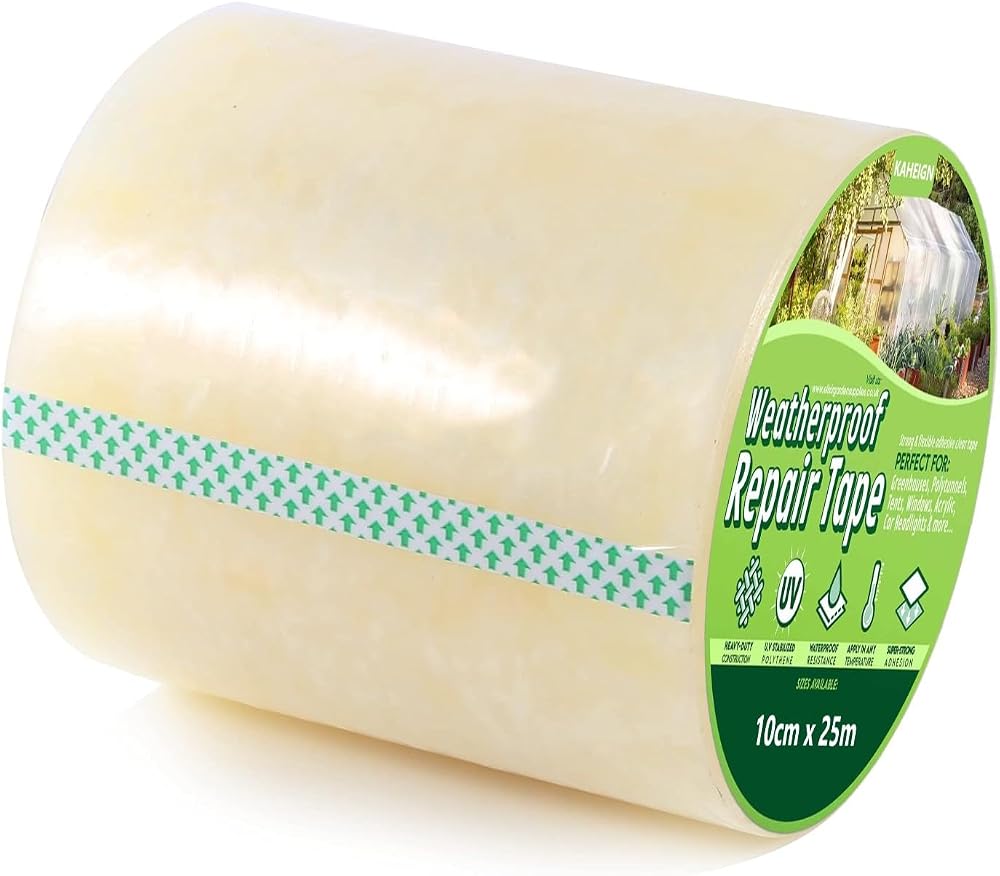 KAHEIGN Greenhouse Repair Tape 10 cm x 25 m 6 mil Clear UV Resistant