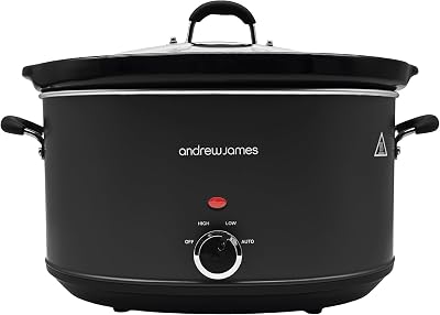 Andrew James 8L Slow Cooker Roast-to-Rest Ceramic Bowl Glass Lid 3 Heat Settings
