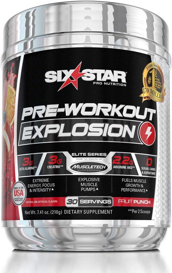 Six Star Explosion Pre Workout, Powerful Pre Workout Powder with Extreme Energy, Focus and Intensity, Fruit Punch, 30 Servings: Health & Personal Care