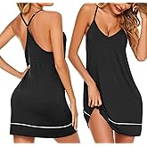 Ekouaer Women's V Neck Racerback Sleeveless Nightgown