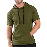 COOFANDY Men's Short Sleeve Hoodie Workout Gym Sweatshirt Muscle Fit Fashion Athletic Hoodies Pullover Cotton Hooded T-Shirts