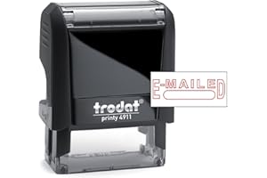Trodat Printy 4911 Self-Inking Stamp with EMAILED Message with Box for Date - Red Pad - Produced from up to 65% Recycled Plas