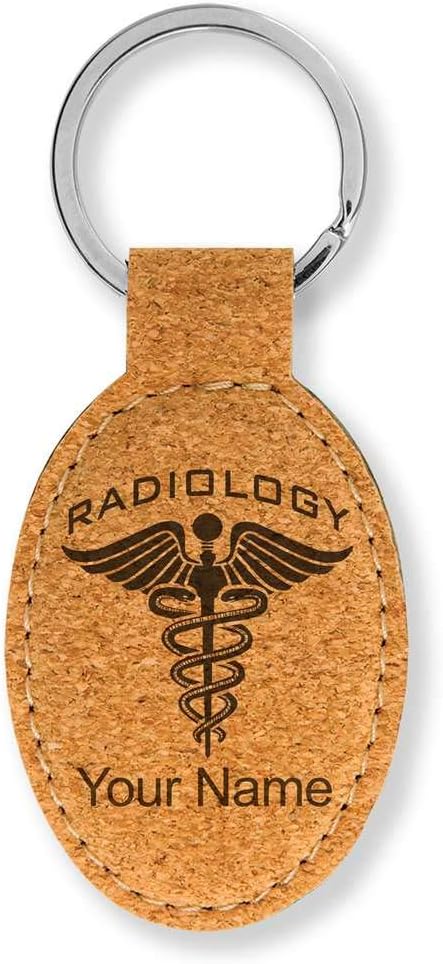 Oval Keychain, Radiology, Personalized Engraving Included (Cork)