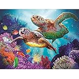 TiTCool 5D Diamond Painting by Number Kits, New Two Turtles Partial Drill 40X30CM, Diamond Embroidery Arts Pasted Craft DIY Home Decor