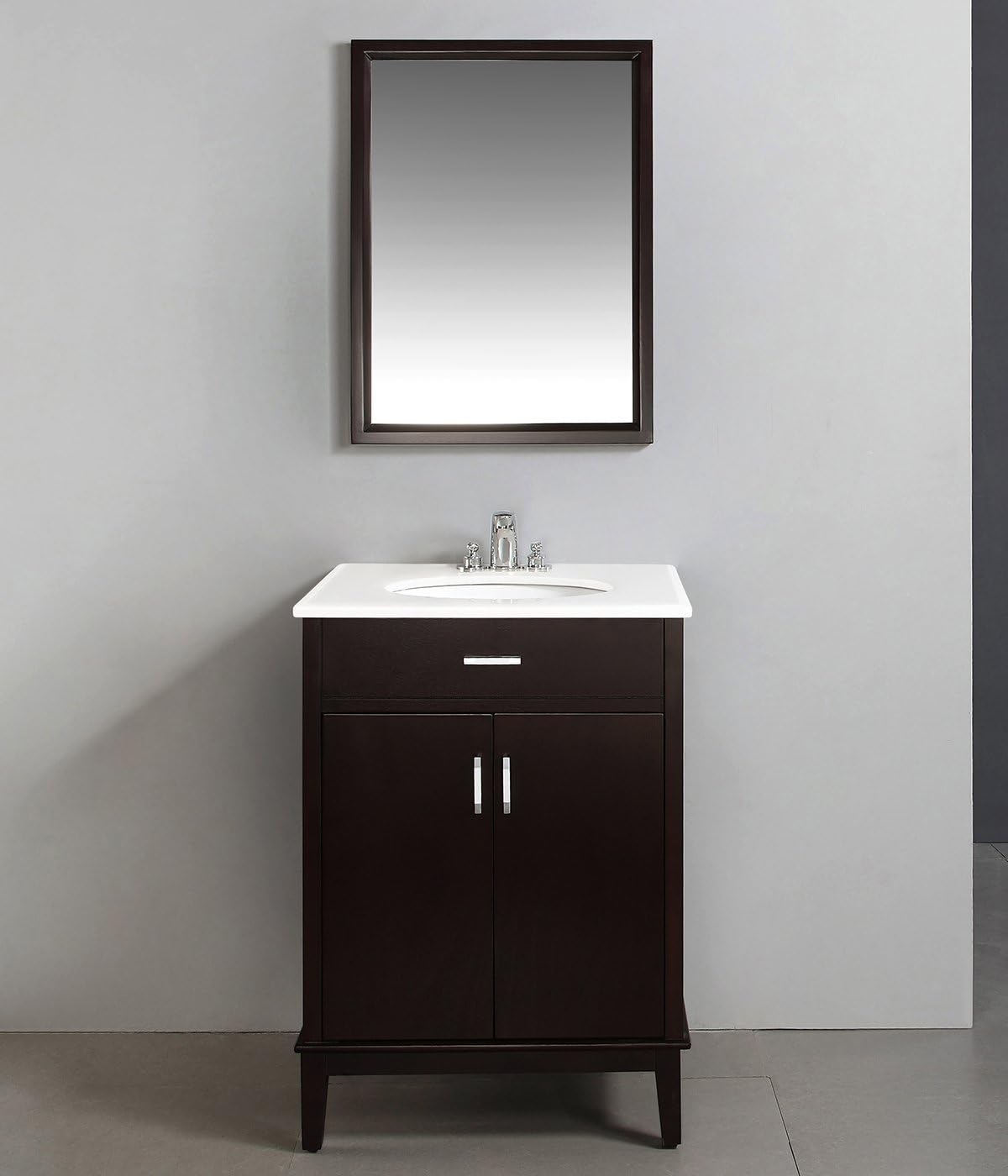Simpli Home Urban Loft 24 Inch Contemporary Bath Vanity In Dark Espresso Brown With White Engineered Quartz Marble Top Tools Home Improvement Bathroom Vanities Amaltheiayadagr