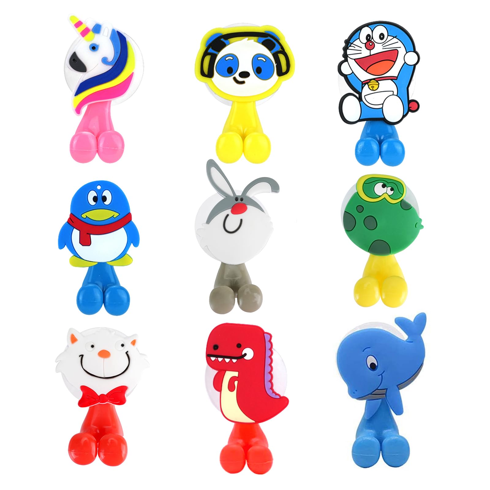 Toothbrush Holder for Kids, Cute Animal Wall Mounted Toothbrush Holder With Suction Cup (9 Pack Animal Random)