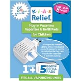 Kids Relief Plug-in Waterless Vaporizer + 5 Soothing Non-Medicated Lavender Menthol Eucalyptus Vapor Refill Pads, 1 ct