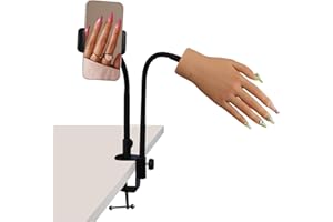 TGIRL Silicone Practice Hand for Acrylic Nails,Silicone Nail Hand Practice with Mobile Phone Holder,Silicone Nail Hand for show,Fake Training Hand with Manicure Kits for DIY/Nail Salon Artists/Nail Artist