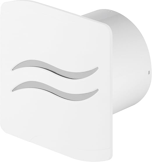 Design Badventilator Ø 100 mm Hochglanz weiß mit Feuchtigkeitssensor