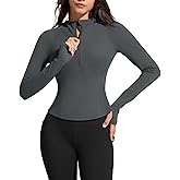 G4Free BareFeel Women's Half Zip Pullover Hoodies Slim Fit Yoga Running Long Sleeve Tops with Thumbholes