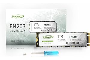 Fikwot FN203 1TB M.2 SATA SSD - SLC Cache 3D NAND TLC SATA III 6Gb/s M.2 2280 NGFF Internal Solid State Drive, Up to 550MB/s, Compatible with Ultrabooks, Tablet Computers and Mini PCs