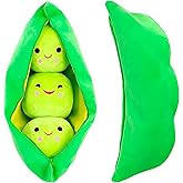 AOQI Giant Peas in A Pod Plush Toy Pea Pod Pillow Cute Pea Stuffed Toys Plant Doll Various Sizes (Green Beans,9.8''/25cm)