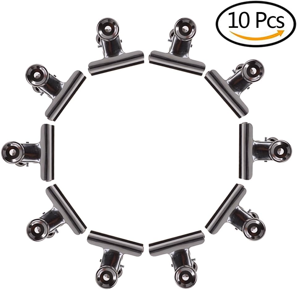 TUANTUAN 10 Pcs Stainless Steel Chip Bag Clips Set Coffee