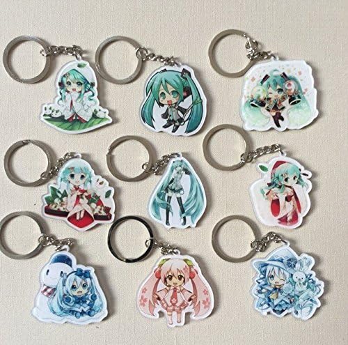 Keychain KeyRing Schoolbag Pendant Cellphone Charm for Anime Hatsune Miku (pack of 9)