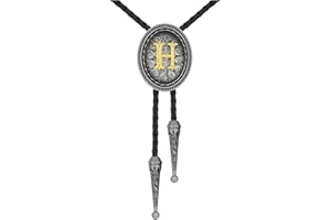 HUABOLA CALYN Bolo tie for Men, Western Cowboy Golden Alphabet Initial Letter ABCDJMR to Y Costume Bolo ties Neckties