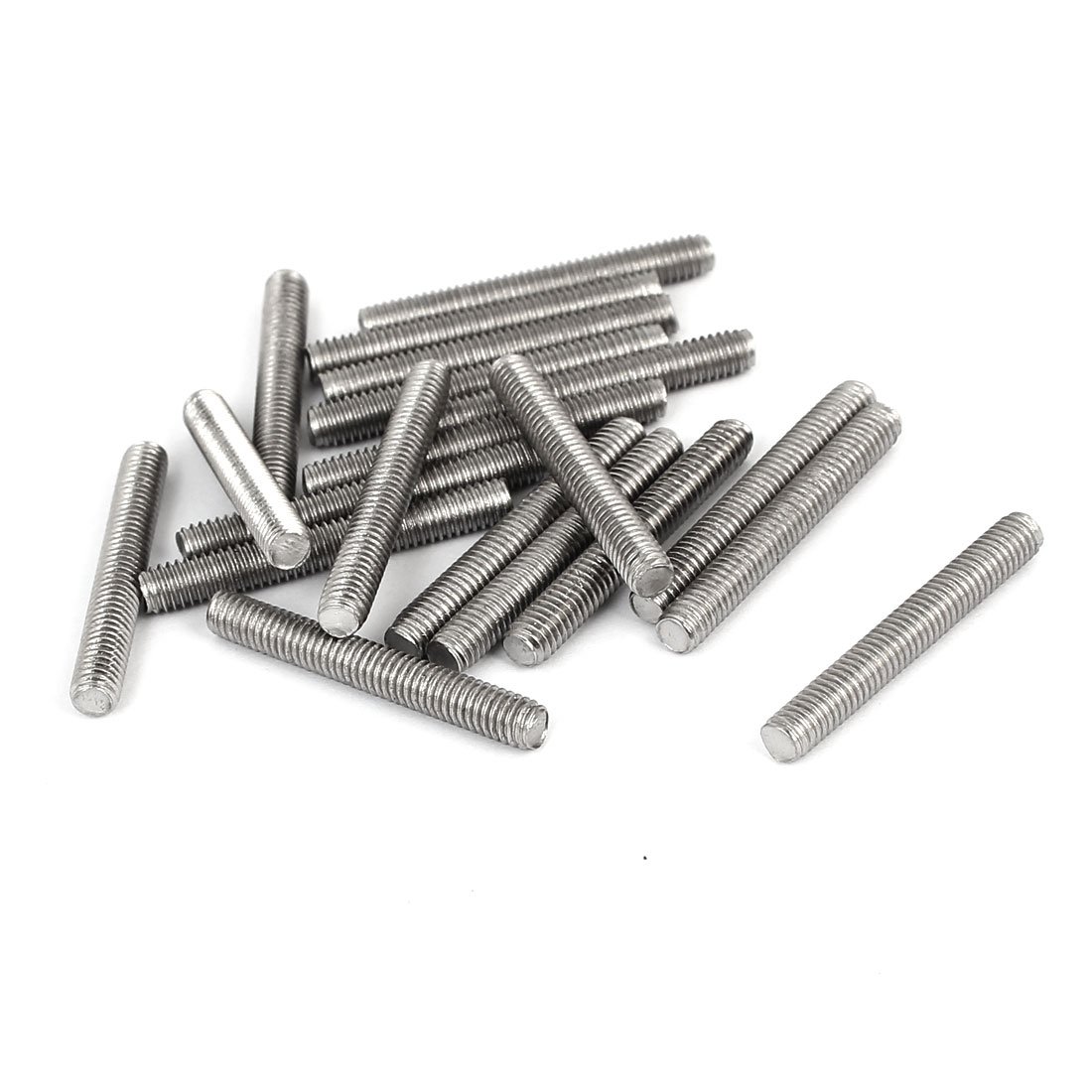 Sourcingmap M4 x 30mm 304 Stainless Steel Fully Male Threaded Rod Bars Silver Tone 20 Pcs