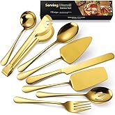 AARAINBOW Hostess Serving Utensils Set Large, 8 Pcs Stainless Steel Serving Utensils for Parties Buffet, Flatware Serving Set