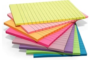 Lined Sticky Notes 8 Pack 4x6 inch 8 Colors self Sticky Notes Pads Post Sticking Power Memo Pads for Planner Reminder Studyin