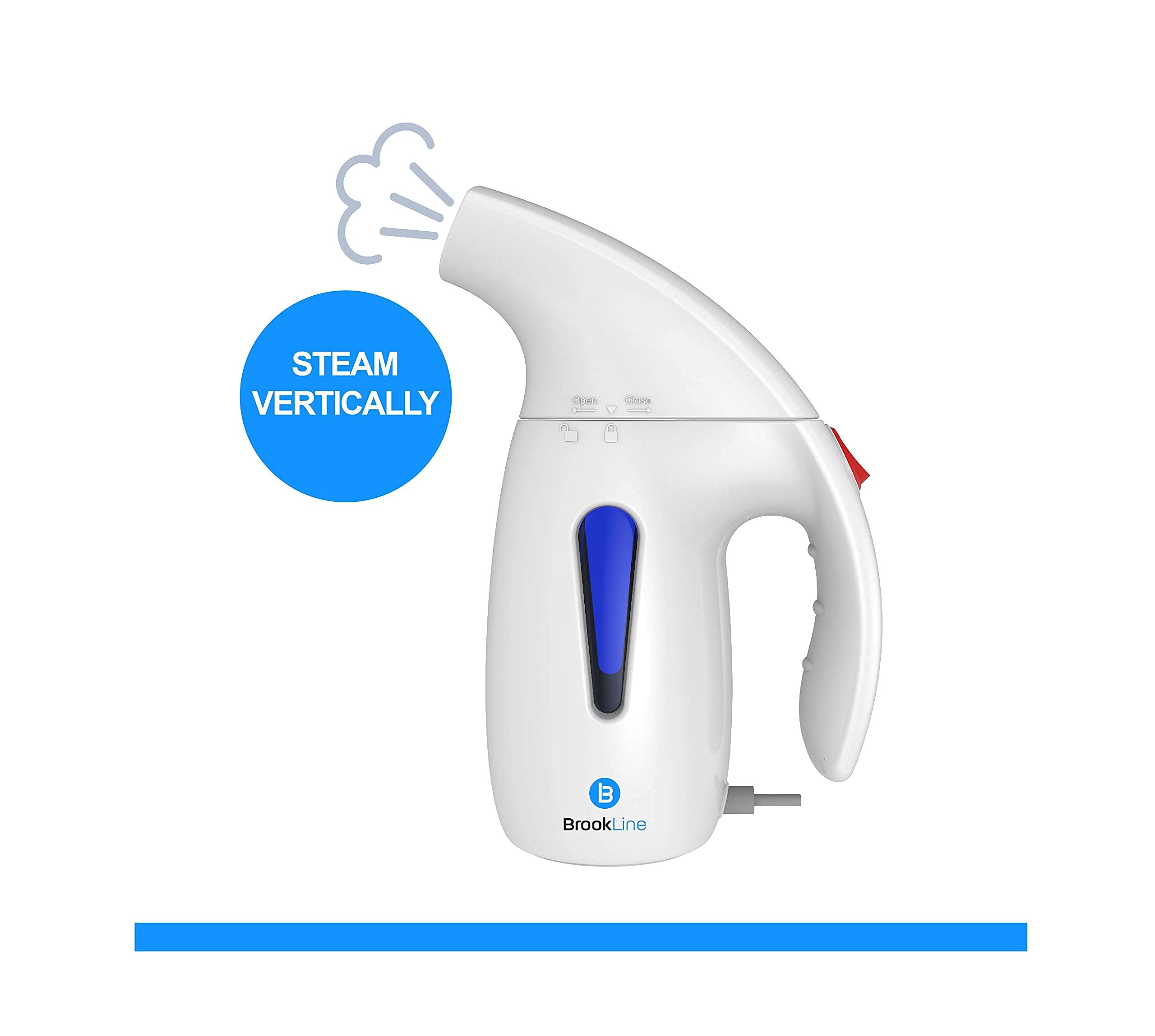 Brookline 800W Steamer for Clothes - Powerful Wrinkle Remover with 180ml High Capacity (White)