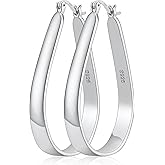 DORANA Sterling Silver Hoop Earrings for Women Large Oval Hoop Earrings Lightweight Big Gold Hoops Earrings Hypoallergenic 14K Gold Plated Hoops Earrings Non Tarnish Jewelry Gifts 20/30/40mm