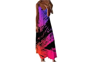 anuyalue Fashion Dresses for Women 2023 Colorful Print Summer Dress Deep V Neck Sleeveless Sundresses Sexy Casual Sling Dress