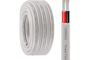 Kimbluth 12 Gauge Duplex Marine Wire Tinned Copper Boat Cable, 10ft 12 AWG Standard USA OFC Oxygen Free Copper Wire for Automotive Boat Speakers Solar Outdoors