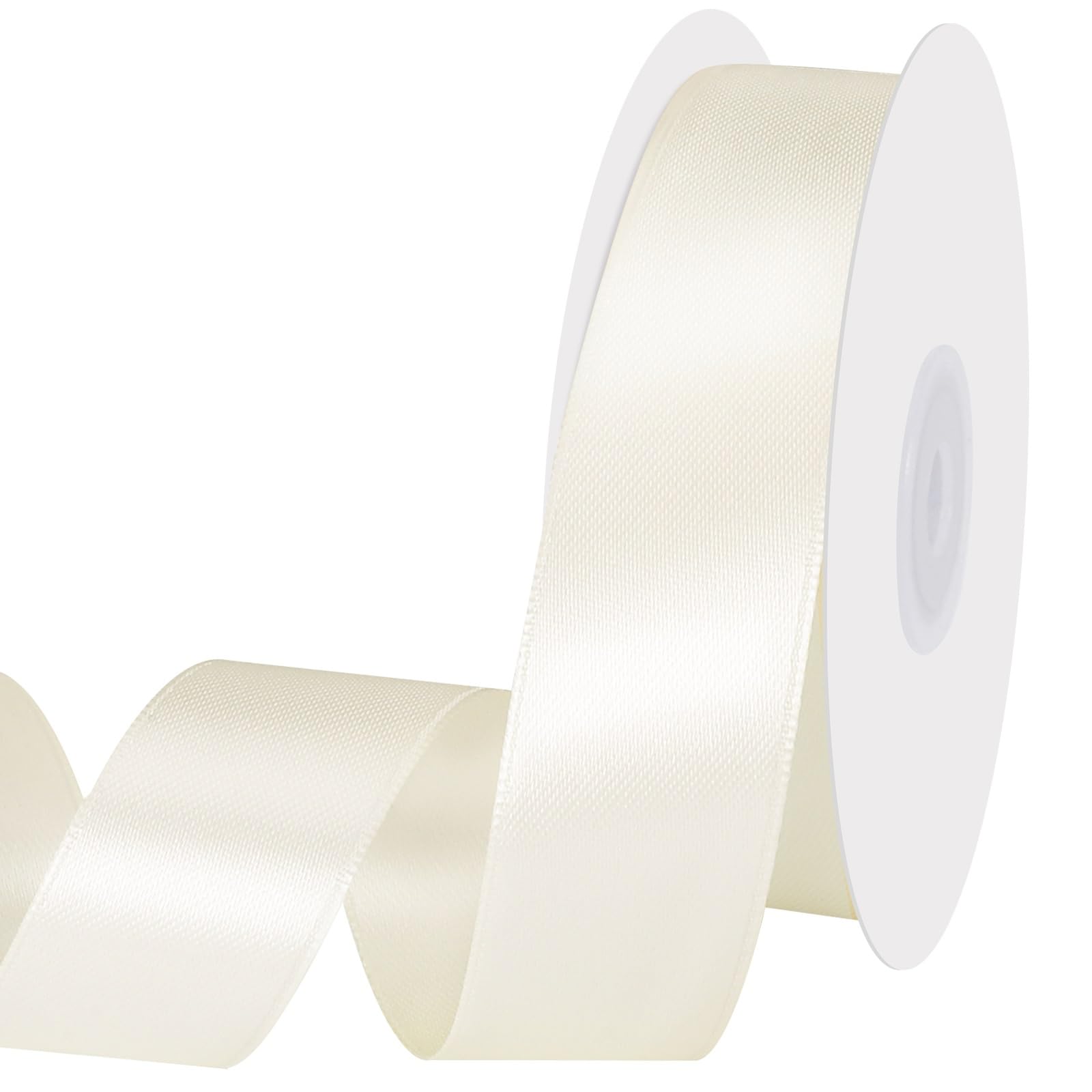 Photo 1 of woric Ivory Ribbon 1 Inch 30 Yards Double Faced Cream Satin Ribbon for Crafts Gift Wrapping Home Decor Hair Bows Wedding Event Decorations