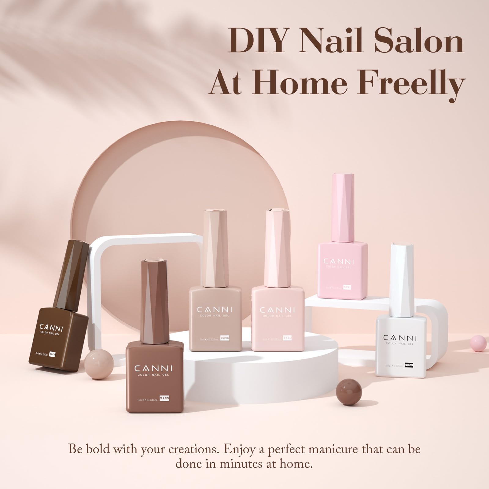 CANNI Gel Nail Polish Kit -6 Colors Nude Pink 9ML Gel Polish Set Skin Tones French Nail Neutral Brown Soak Off Gel Nail Kit Manicure DIY Manicure Salon DIY - Image 2