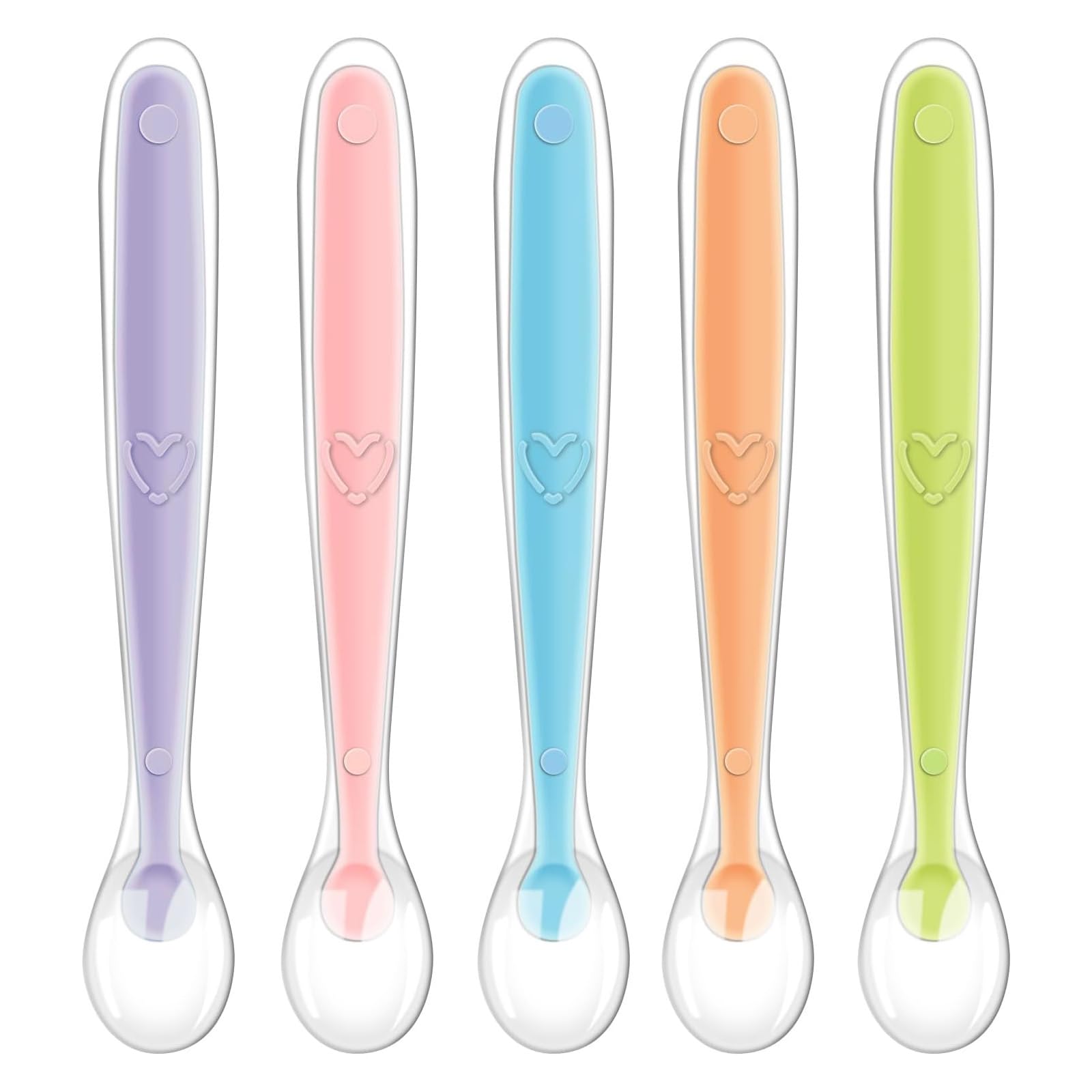 Vicloon Silicone Spoon, 5 Pcs Baby Spoons for Feeding and Infant Weaning, Baby Soft Self Feeding Training Spoons Utensil Easy Grip Toddler Cutlery Kit