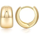 SHINYSO 14K Gold Plated Small Chunky Hoop Earrings for Women Dainty Thick Lightweight hypoallergenic Earring
