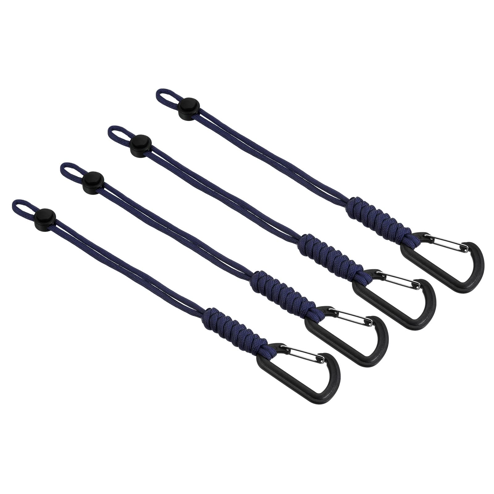 PATIKIL Badge Lanyard with Hook 10 Inch, 4Pcs Braided Wrist Keychain Strap Adjustable Cord Lock for Keys Wallets Outdoors, Dark Blue