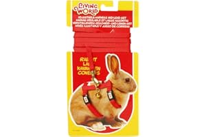 Living World Adjustable Harness and Lead Set for Rabbits, Red, 1.2 Meter (4 Feet)