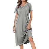 Chunoy Sleepshirt Dress for Womens Short Sleeve Nightgown Button Henley Sleepwear Gown Lounge Night Dress