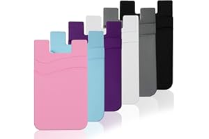 Meroqeel Phone Wallet Stick on, Adhesive Credit Card Holder Sticker for Back of Android iPhone Case, Portable Pocket Sleeve for ID and Business Card - Black White Grey Pink Blue Purple