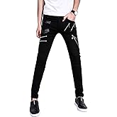 DSDZ Rock Punk Men's Patch PU Leather Hip Hop Skinny Biker Pants