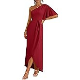 ANRABESS Womens One Shoulder Formal Midi Dresses 2026 Summer Wrap High Slit Beach Wedding Guest Party Cocktail Maxi Dress