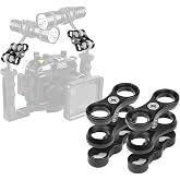 2-Pack 1" Aluminum Dual Ball Clamp Mount for Underwater Diving Light Arms | [Ultra-Light 60g 2-Pack] CNC Aluminum 1" Ball Clamp for Diving Light Arms, 360&deg; Rotate &amp; Anti-Slip Lock in Strong Currents