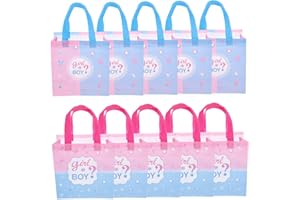 VANZACK 10Pcs Gender Reveal Party Favors Bags Non-woven Alphabet Print Tote Bags for Candy Jewelry and Small