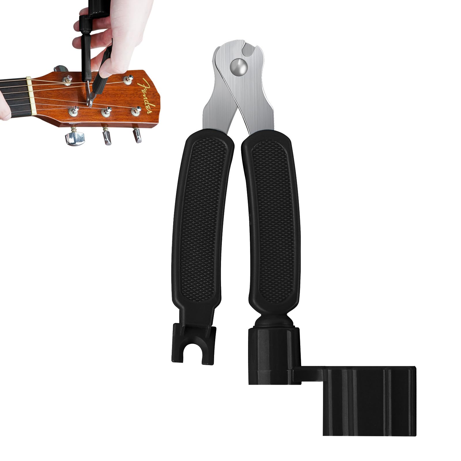 Linkidea 3-in-1 Guitar Tool, String Winder, Pin Puller, String Cutter for Guitar Restringing Repairing (Black)