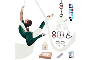 IONTACH Aerial Silks Yoga Swing Set Equipment - 11 Yards Aerial Yoga Hammock kit, Low-stretch fabrics for Beginner Dance, Full Accessories