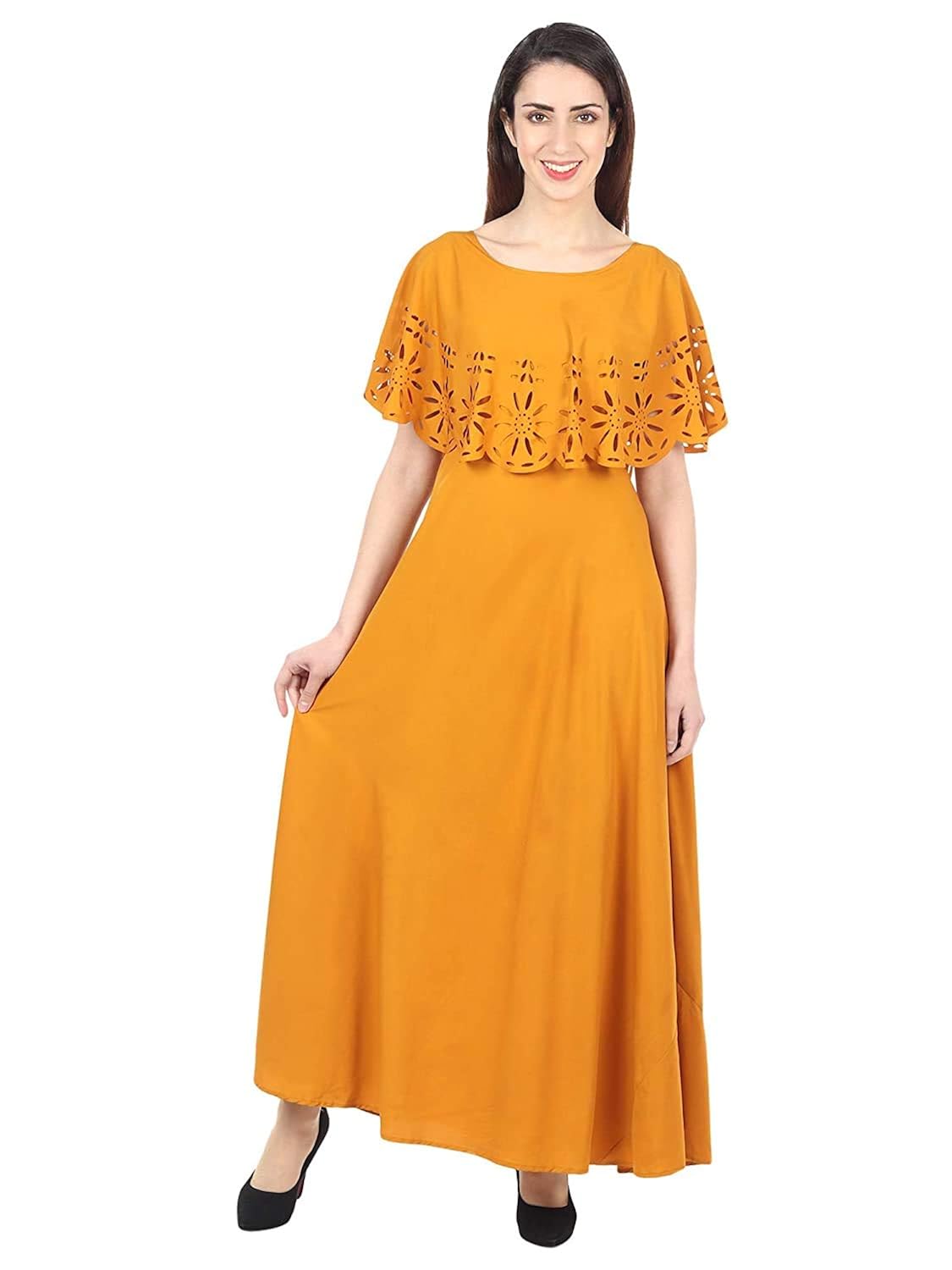 mustard colour gown