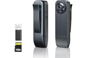 Asdraw Mini Body Camera【Upgrade】 128GB 1080P HD Body Camera Wearable Camcorder with Night Vision IR & Loop Record, 4-6 HR Battery Life for Daily Records, Cycling, Delivery/Serving Jobs