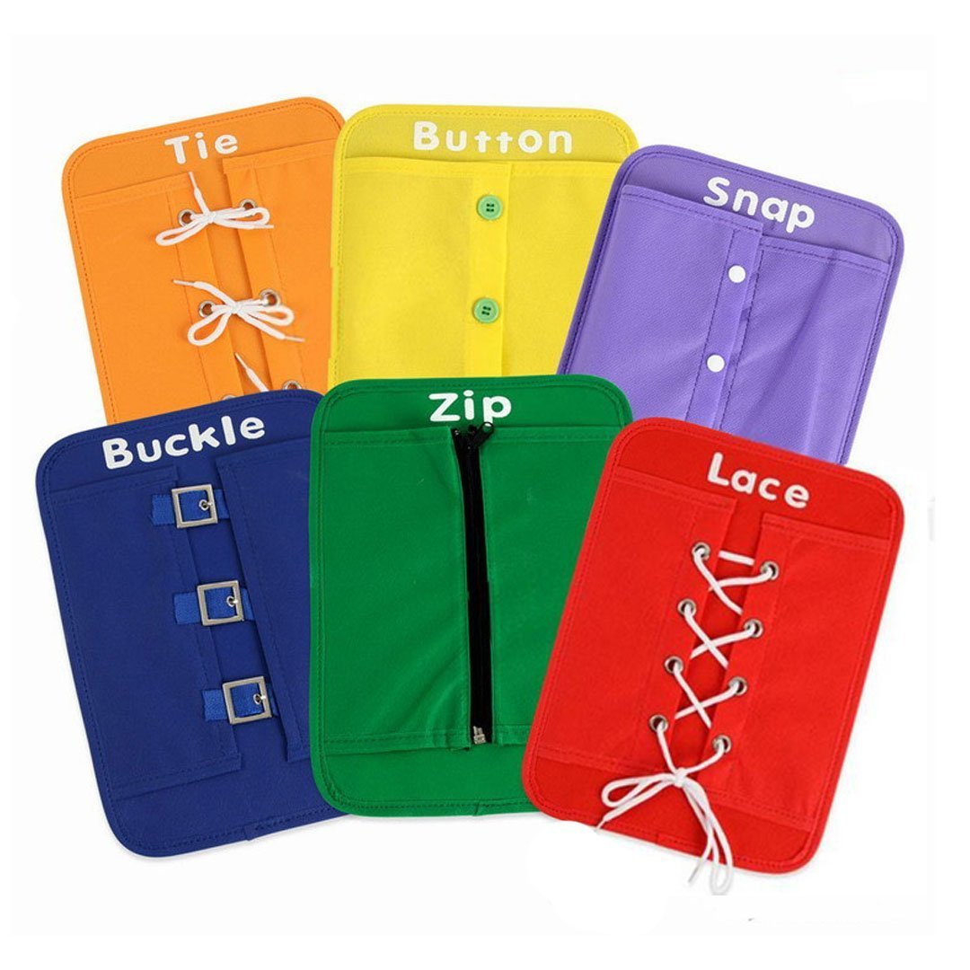 LA HAUTE Kids Early Learning Toys Basic Life Skills Dress Learning Board Zip Button Snap Buckle Tie Lace Board