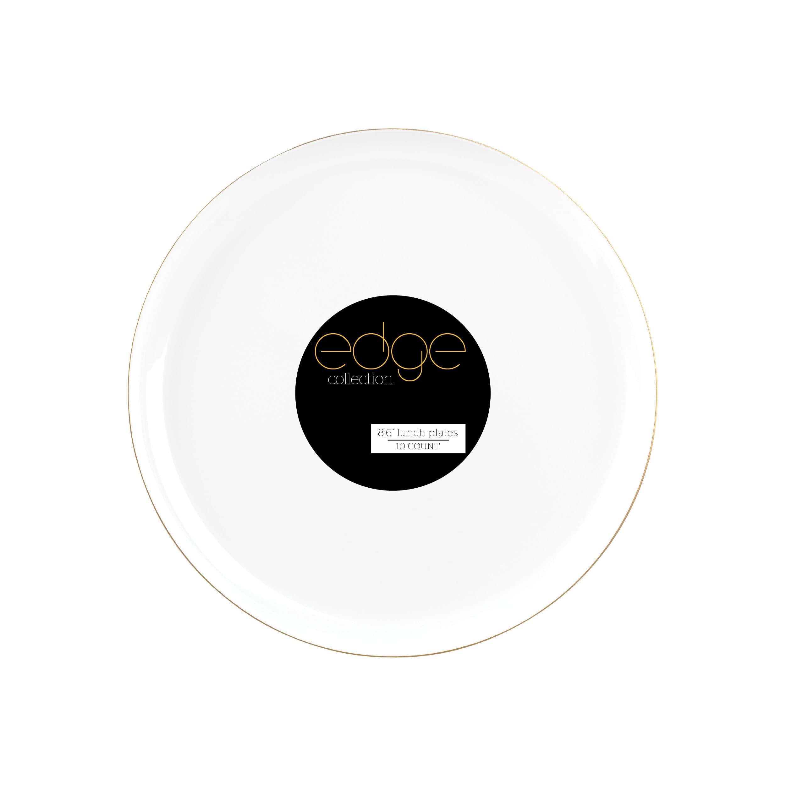 Photo 1 of PLASTICPRO [30 Pack 8.6''] White Plastic Party Plates With Gold Rim Edge Collection Premium heavyweight Elegant Disposable Tableware Dishes