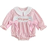 Hnyenmcko Newborn Baby Girl Fall Outfits Long Sleeve Embroidery Bubble Romper Plaid Long Sleeve Bodysuit Winter Clothes