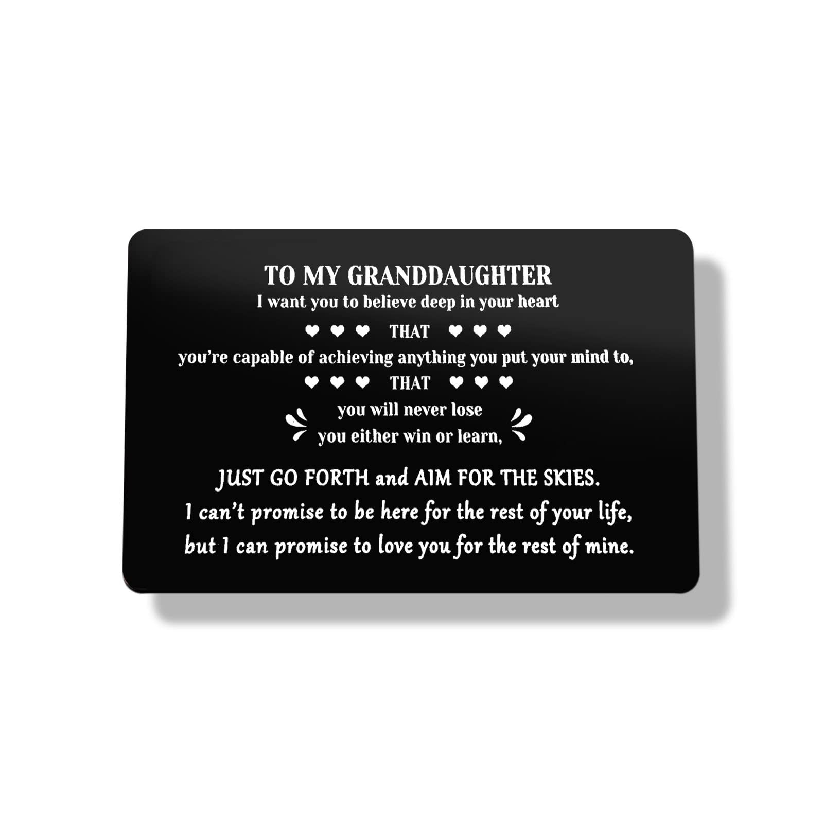 Granddaughter Gifts Engraved Metal Wallet Inserts Card Motivational Gifts from Grandma Grandpa Inspirational Gift from Grandfather Grandmother Encouragement Wallet Card Graduation Gift for Her Girls
