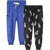 LOKTARC 2 Pack Boys Drawstring Sweatpants Cute Pattern Cotton Sport Jogger Pants